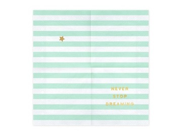 Serwetki paski Never stop dreaming miętowe 20szt