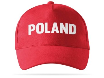 CZERWONA CZAPKA Z DASZKIEM ODBLASKOWE LOGO POLAND