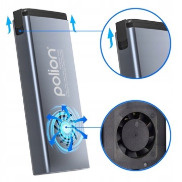 Лоток с вентилятором POLION для накопителя M.2 NVME SSD USB-C 3.2 10 Гбит/с