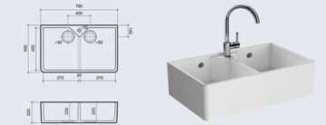 Reginox Belfast Двойная мойка, белая керамика