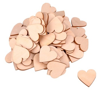 Drewniane SERCE SERCA 3cm 100szt ozdoba SCRAPKI