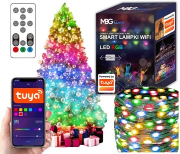 Lampki choinkowe 20m 200 lampek MULTICOLOR RGB TUYA PILOT WIFI LED