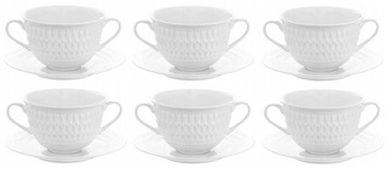 ĆMIELÓW SOFIA 0001 BIAŁA 6 X BULIONÓWKA 350 ML + SPODEK 15,7 CM