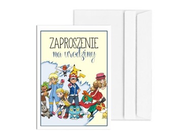 Zaproszenia na urodziny pokemon 10 sztuk koperty