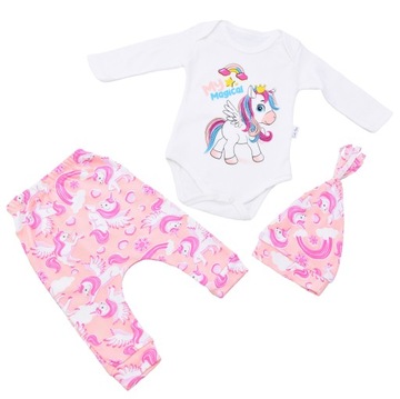 NIEMOWLĘCY KOMPLET SPODNIE BODY CZAPKA PONY Roz 68