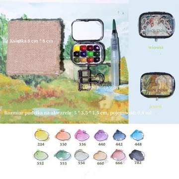 Mini Travel Watercolor 12 Color Paint Box Picture Book