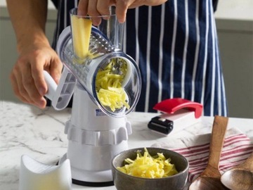 МАШИНА ДЛЯ НАТЕРЕВКИ КАРТОФЕЛЯ, СЫРА, ОВОЩЕЙ, 3 терки, вставки 3-в-1