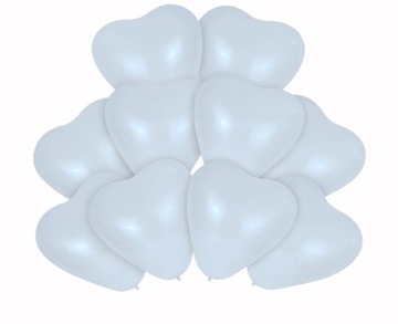 BALONY GUMOWE BIAŁE SERCA 10 SZT WALENTYNKI ŚLUB