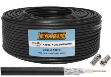 Anténní Koaxiální Kabel RG-58 100% Měděné Lanko 100 M 4.95 MM Černý