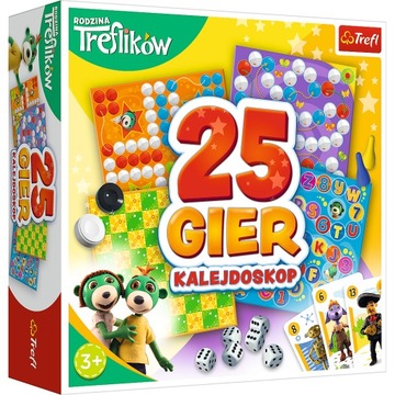 GRA KALEJDOSKOP 25 GIER TOWARZYSKA DOMINO CHIŃCZYK WARCABY KOŚCI TREFL
