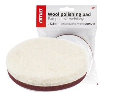 AMiO Pad polerski wełniany futro polerskie medium na rzep 125 mm AMiO-03705
