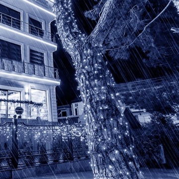 LAMPKI 100 LED NA CHOINKĘ PRĄD ZEW/WEW GIRLANDA ŚWIETLNA 8,5m BIAŁE ZIMNY