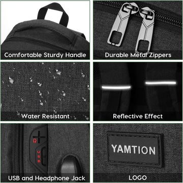 Бизнес-рюкзак YAMTION для ноутбука с USB-портом, водонепроницаемый