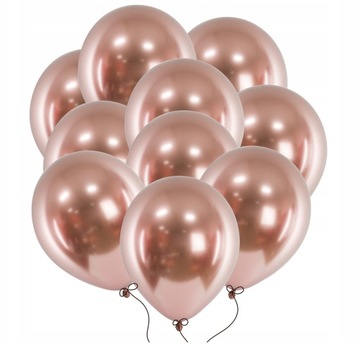 Balony Glossy chromowane rose gold rózowe złoto 10