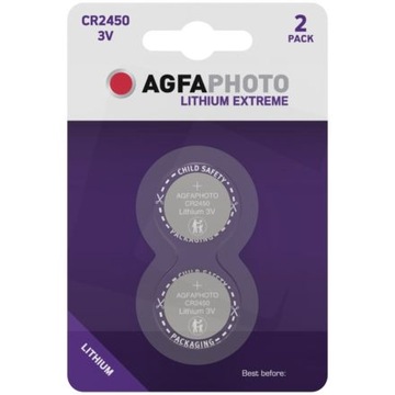 2x BATERIA GUZIKOWA AGFAPHOTO CR2450 3V LITOWA