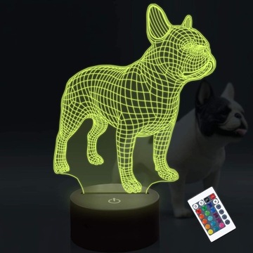 БУЛЬДОГ НОЧНАЯ ЛАМПА 3D СВЕТОДИОДНЫЕ ЦВЕТА ПУЛЬТ ДУ USB