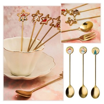 Посуда из нержавеющей стали, креативная милая рождественская звезда, ложка, вилка для фруктов