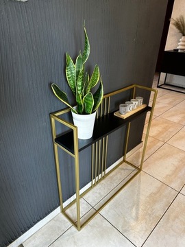 ЗОЛОТАЯ КОНСОЛЬ, КОНСОЛЬ, ШКАФ ДЕРЕВИНГ 80x20x80 GLAMOUR LOFT ЧЕРНЫЙ ТОП