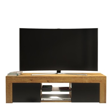 SZAFKA TV KOMODA STOLIK LOFT RETRO DĄB/CZARNY E046