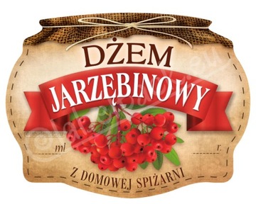 DŻEM JARZĘBINOWY - Etykieta, naklejka 10x
