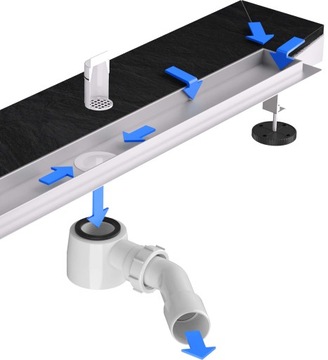 Линейный трап для пола, нержавеющая сталь, 90 см