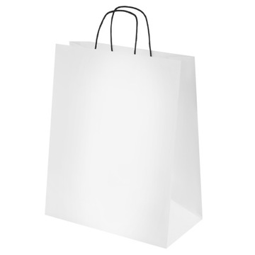 Torba torebka papierowa biała czarny sznurek 320x160x380 50szt.