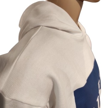 Bluza męska bawełniana biała z kapturem kieszeń gumowe logo Guess XL