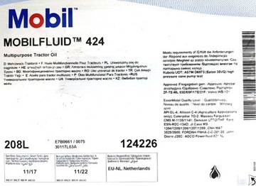 ТРАНСМИССИОННОЕ МАСЛО MOBILFLUID 424 MOBIL