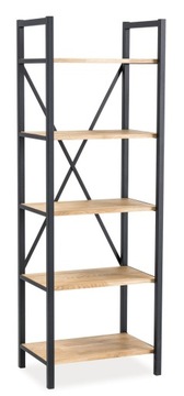 REGAŁ 5 PÓŁEK dąb/czarny stelaż 176x62x42 LOFT