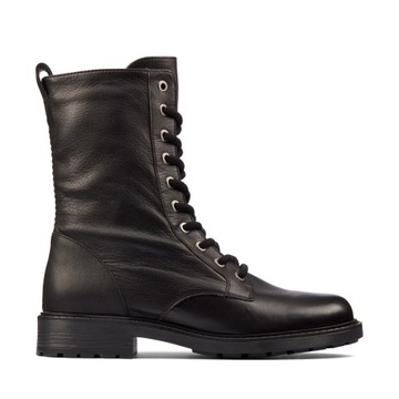 Klasyczne botki skórzane Clarks Orinoco Style sznurowane wysokie czarne 38
