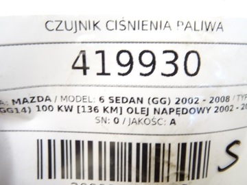 SENZOR TLAKU PALIVA MAZDA 6 GG 10D-03453 2.0 136KM 02-08