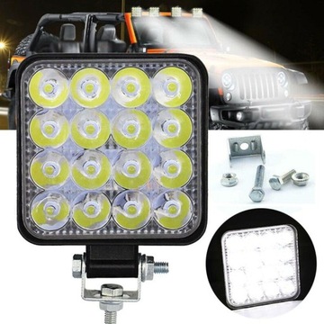 2X LAMPA HALOGEN, REFLEKTOR LED 48W 16 LED 12V 24V
