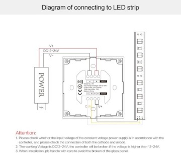 СВЕТОДИОДНЫЙ КОНТРОЛЛЕР 12V/24V CCT TOUCH MI-LIGHT P2 10A