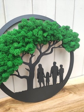 Dekoracja DRZEWO ŻYCIA z mchem chrobotkiem RODZINA 57cm 6mm mech chrobotek