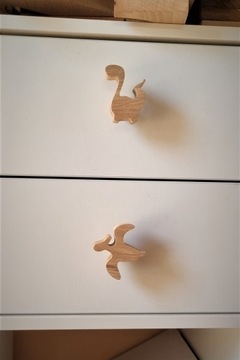 Деревянные мебельные ручки, динозавры, узор птеродактиля.