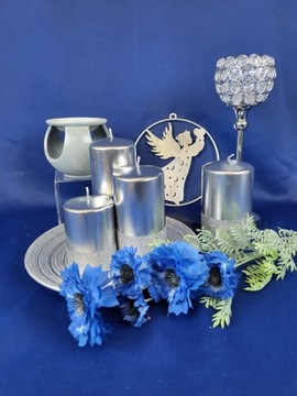 CERAMICZNA TACA TALERZ PATERA SREBRNA