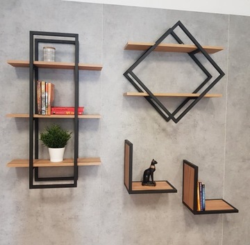 КАРКАС ПОЛКА-3 ЛОФТ индастриал 60х20х100 варианты дуб ПОЛЬСКИЙ ПРОДУКТ