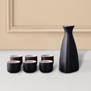 Набор японского сакэ Украшение Керамическая чашка для горшка для сакэ Черный набор сакэ