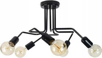 Czarna Lampa Sufitowa Dziecięca Żyrandol Dla Dzieci Led Wisząca 5 Loft E27