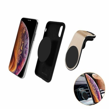 UCHWYT MAGNETYCZNY SAMOCHODOWY DO KRATKI ZŁOTY KLIPS