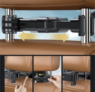 REGULOWANY UCHWYT SAMOCHODOWY NA TABLET TELEFON ZAGŁÓWEK SIEDZENIE DO AUTA