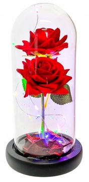 CZERWONA RÓŻA W SZKLE WIECZNA BOX UPOMINEK LED