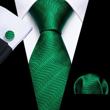 ELEGANCKI ZESTAW Żakardowy Męski KRAWAT + POSZETKA + SPINKI wys24h