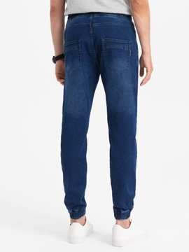 Spodnie męskie jeansowe joggery niebieskie OM-PADJ-0106 XL