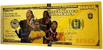 РОНАЛДИНЬО, красивая позолоченная коллекционная банкнота из ПВХ, ПОДАРОК ​​ДЛЯ ФАНАТЕЛЯ