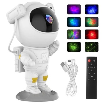 Projektor Gwiazd Astronauta dla Dzieci 8 Trybów Mgławic Pilot Lampka