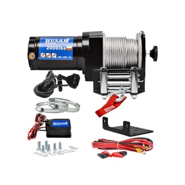 WYCIĄGARKA LINOWA ELEKTRYCZNA 12V ATV HUSAR 2000LBS 907kg DO QUADA PŁUG UTV