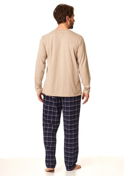 Piżama męska bawełniana ze spodniami w kratę XL