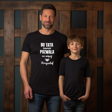 T-SHIRT L Koszulka Czarna Prezent dla Taty na DZIEŃ OJCA Imię Kreator