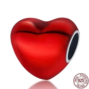 925 Sterling Silver Heart Shaped Charm Bead Fits